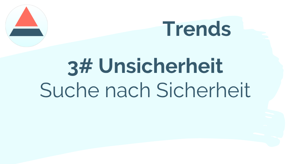 Hier sehen wir ein Bannerbild, auf dem steht „Trends“, dann „Trend 3: Unsicherheit“ und darunter „Suche nach Sicherheit“.