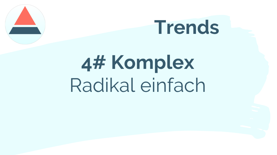Hier sehen wir ein Bannerbild, auf dem steht „Trends“, dann „Trend 4: Komplex“ und darunter „Radikal einfach“.
