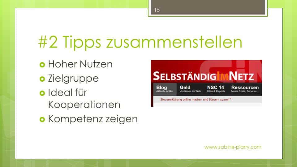 #2 Tipps zusammenstellen