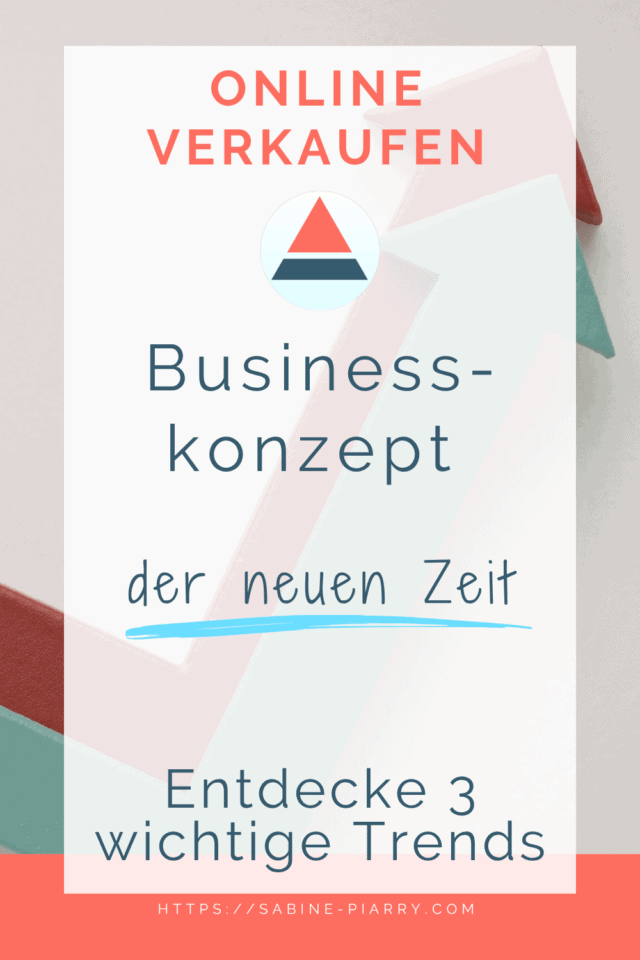 Auf dem PIN siehst du ganz oben die Überschrift lautet „Online verkaufen“, darunter "Business‑Konzept der neuen Zeit. Entdecke drei wichtige Trends."