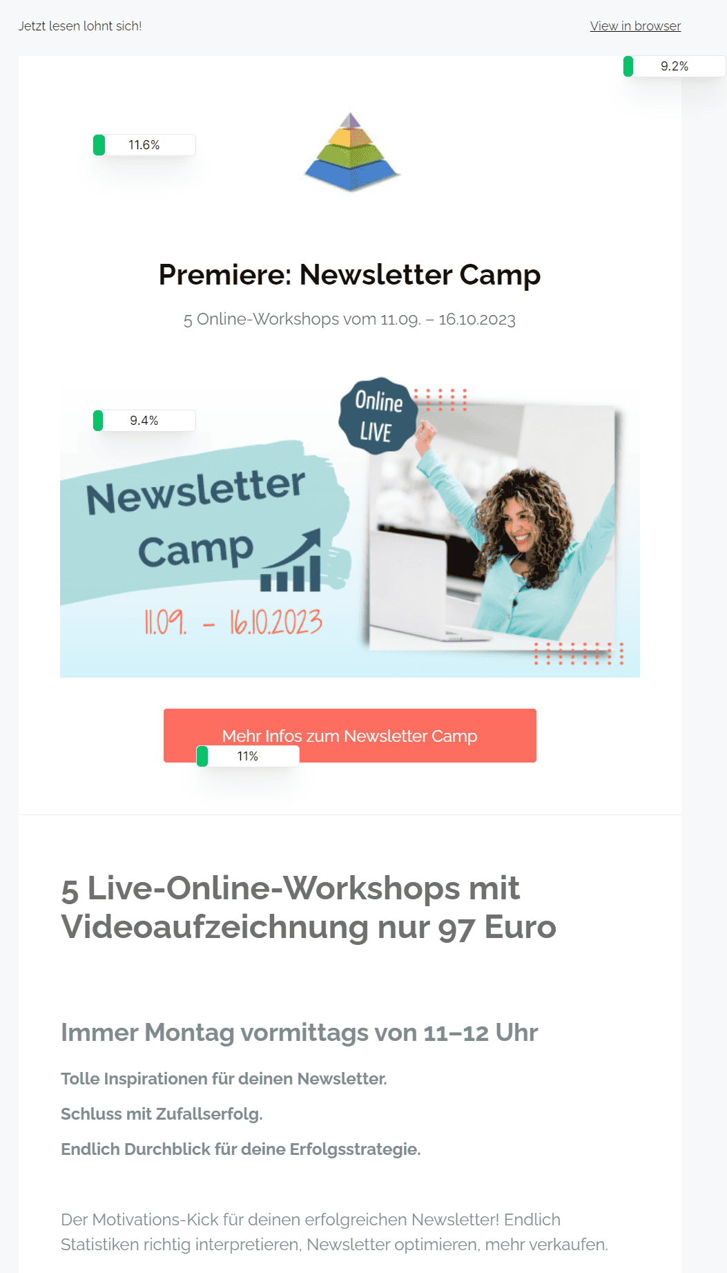 Beispiel Quick-Check Newsletter Erfolg